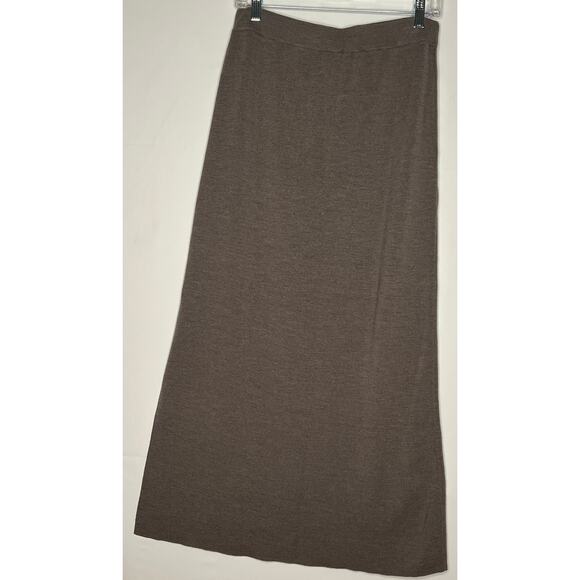 Garnet Hill women’s maxi skirt 100% Merino Wool heather grey side slit Large - Picture 4 of 6